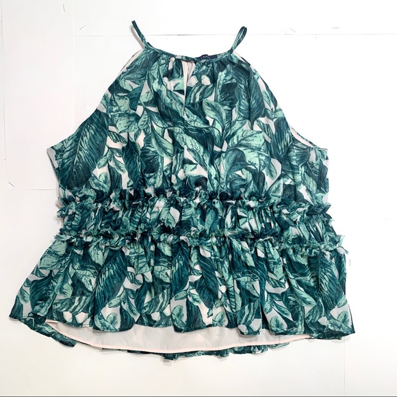 Kaari Blue Banana Leaf Print Tank - Picture 1 of 5